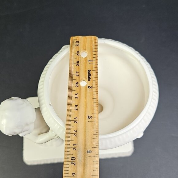 Vintage Japanese Cherub Cupid Doves Romantic 5” Ivory Ceramic Vase/Planter Japan - Picture 10 of 15